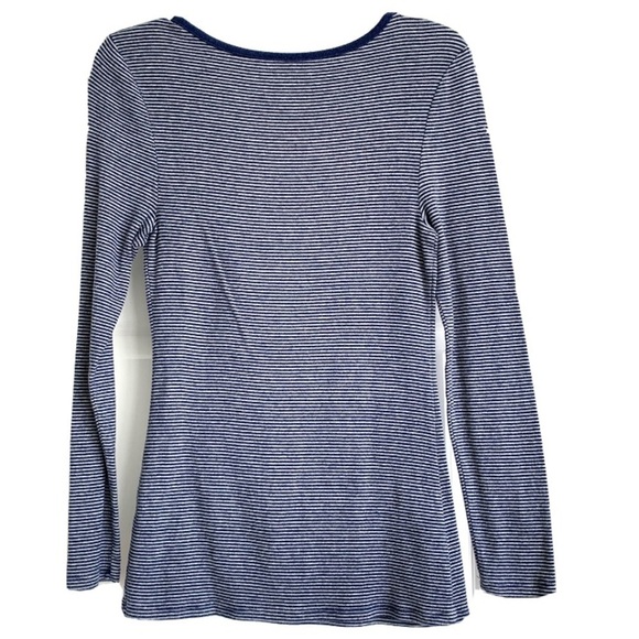 Old Navy Blue & Gray Stripe Long Sleeve Blouse Top size Medium - Picture 2 of 7